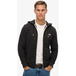 Superdry Homme Sweat à Capuche Zippé Logo Essential Mi-brossé Black Taille: XL