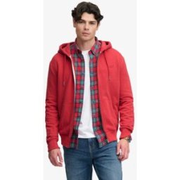 Superdry Homme Sweat à Capuche Zippé Logo Essential Mi-brossé Rouge Taille: Xxl