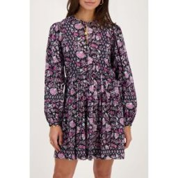 Robe noire à imprimé fleuri lilas et rose My Jewellery Violet/Rose/Noir femme