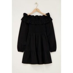 Robe noire à volants et à smocks My Jewellery Noir XS femme