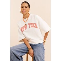 Sweat blanc "New York"à manches courtes My Jewellery Blanc femme
