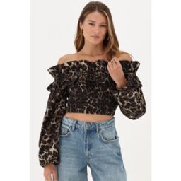 Top à épaules dénudées avec imprimé léopard My Jewellery Beige femme