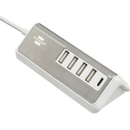 Brennenstuhl Brennenstuhl 1508230, Indoor, AC, 4,2 A, 1,5 m, Edelstahl, Weiß Chargeur USB 20 W 4x USB-A, 1x USB-C® Power Delivery argent, blanc intérieure