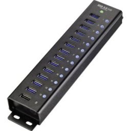 Hub USB Renkforce RF-3897144 13 ports + 1 boîtier en aluminium, pour montage mural, avec port de charge rapide