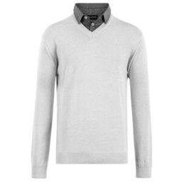 Milanoro - Pull homme à col chemise - Gris clair - XL