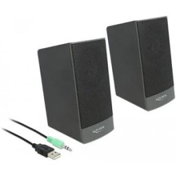 Delock Haut-parleurs Usb 2.0 Stereo 3.5mm Jack/usb Powered Black One Size unisex