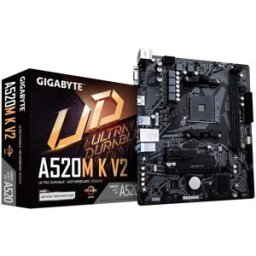 GIGABYTE Carte mère A520M K V2 prend en charge les processeurs AMD Ryzen série 5000 AM4, jusqu'à 5100MHz DDR4 (OC), PCIe Gen3 x4 M.2, LAN GbE, USB 3.2 Gen 1