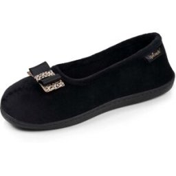 Isotoner - Chaussons ballerines Femme Noir nœud léopard noir 36 Femme