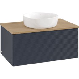 Villeroy und Boch Meuble vasque Villeroy & Boch Antao K30111HG 80 x 36 x 50 cm, plan vasque couleur chêne miel, laque mate bleu nuit