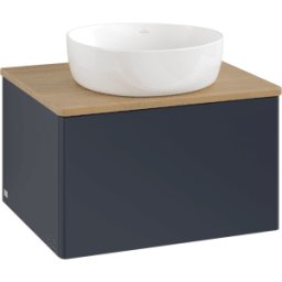 Villeroy und Boch Meuble vasque Villeroy & Boch Antao K29011HG 60 x 36 x 50 cm, plan vasque couleur chêne miel, laque mate bleu nuit