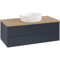 Villeroy und Boch Meuble vasque Villeroy & Boch Antao K20011HG 100 x 36 x 50 cm, plan vasque couleur chêne miel, laque mate bleu nuit