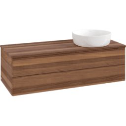 Villeroy und Boch Meuble vasque Villeroy & Boch Antao L23012HM avec éclairage, 120 x 36 x 50 cm, plan vasque couleur noyer chaud, noyer chaud