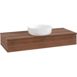 Villeroy und Boch Meuble vasque Villeroy & Boch Antao L10112HM avec éclairage et finition texturée, 120 x 19 x 50 cm, plan vasque couleur noyer chaud, noyer chaud