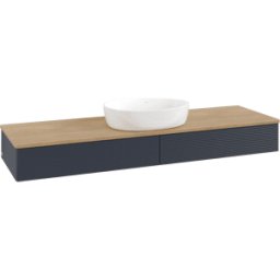 Villeroy und Boch Meuble vasque Villeroy & Boch Antao K14111HG 160 x 19 x 50 cm, plan vasque couleur chêne miel, laque mate bleu nuit