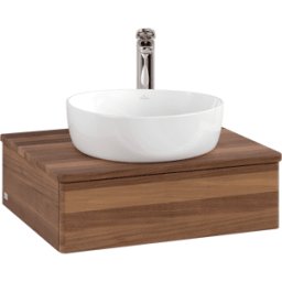 Villeroy und Boch Meuble vasque Villeroy & Boch Antao L07052HM avec éclairage, 60 x 19 x 50 cm, percé pour robinetterie, plan vasque couleur noyer chaud.