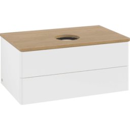 Villeroy und Boch Meuble vasque Villeroy & Boch Antao K19011MT 80 x 36 x 50 cm, plan vasque couleur chêne miel, laque blanche mate