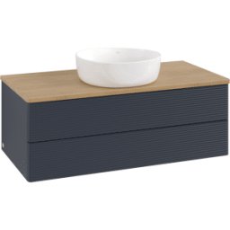 Villeroy und Boch Meuble vasque Villeroy & Boch Antao K20111HG 100 x 36 x 50 cm, plan vasque couleur chêne miel, laque mate bleu nuit