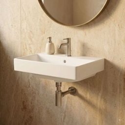 CARLDIX x LAUFEN Lave-mains 45 cm A91001004501 Blanc, 450 x 360 mm, avec plage de robinetterie et trop-plein, fixation murale