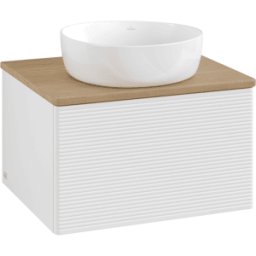 Villeroy und Boch Meuble vasque Villeroy & Boch Antao K29111GF 60 x 36 x 50 cm, plan vasque couleur chêne miel, laque blanche brillante