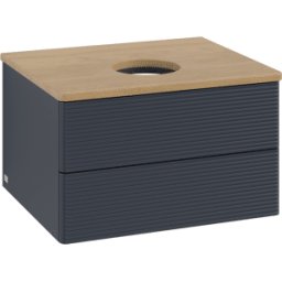 Villeroy und Boch Meuble vasque Villeroy & Boch Antao K18111HG 60 x 36 x 50 cm, plan vasque couleur chêne miel, laque mate bleu nuit