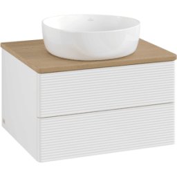 Villeroy und Boch Meuble vasque Villeroy & Boch Antao K18111GF 60 x 36 x 50 cm, plan vasque couleur chêne miel, laque blanche brillante