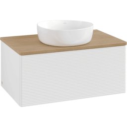 Villeroy und Boch Meuble vasque Villeroy & Boch Antao K30111GF 80 x 36 x 50 cm, plan vasque couleur chêne miel, laque blanche brillante