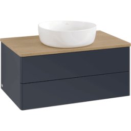 Villeroy und Boch Meuble vasque Villeroy & Boch Antao K19011HG 80 x 36 x 50 cm, plan vasque couleur chêne miel, laque mate bleu nuit