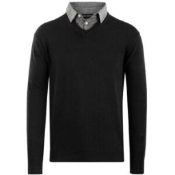 Pull-over à col chemise Milanoro pour hommes - Noir - Taille L - Look élégant et confortable