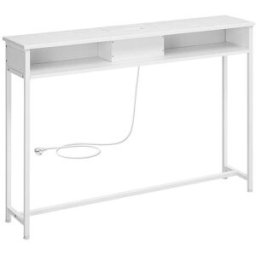 VASAGLE Table console avec multiprise, Blanc Nuage