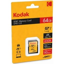 Kodak Carte Mémoire Sd 64gb Uhs-i U3 V30 Ultra Black / Red One Size unisex