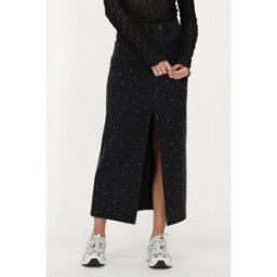 Jupe midi en denim noir avec strass My Jewellery Argenté/Noir femme