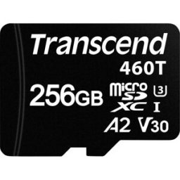 Transcend TS256GUSD460T-VS1 Carte microSD au détail 256 GB compatible technologie 3D NAND, convient pour des applications industrielles, optimisé pour un