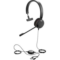 Jabra Evolve 30 II Micro-casque supra-auriculaire filaire Mono noir Noise Cancelling, Suppression du bruit du microphone micro-casque, volume réglable, mise en