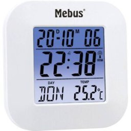 Mebus 51511 radiopiloté(e) Réveil blanc grand écran