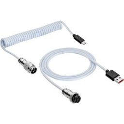 Akyga Câble USB USB 2.0 USB-C® mâle, USB-A mâle 3.00 m blanc gainé, câble spiralé AK-USB-48