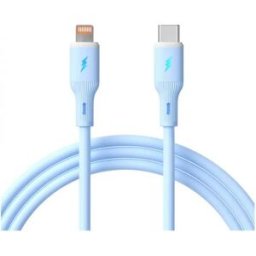 Akyga Câble USB USB 2.0 USB-C® mâle, Connecteur Lightning 1 m bleu silicone AK-USB-72