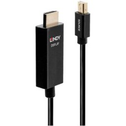 Câble de raccordement LINDY USB Fiche mâle Mini DisplayPort, Fiche mâle HDMI-A 2.00 m noir 40922 Câble DisplayPort
