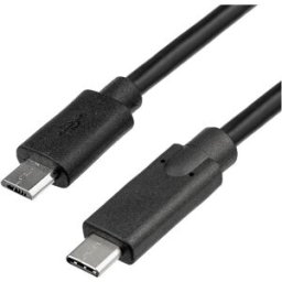 Akyga Câble USB USB 2.0 USB-Micro-B mâle, USB-C® mâle 1.00 m noir AK-USB-16