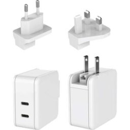 Dehner Elektronik XYPD65CC-ZUZ GaN US foldable with Plug-Set EU/UK white 2xUSB-C Alimentation de table et enfichable AC/DC 65 W USB-C® Power Delivery 3.0 blanc