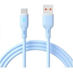 Akyga Câble USB USB 2.0 USB-A mâle, USB-C® mâle 1 m bleu avec LED AK-USB-63
