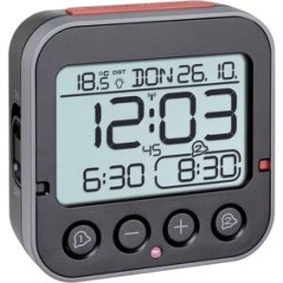 TFA Dostmann 60.2550.01 radiopiloté(e) Réveil noir Heures de réveil 2 grand écran