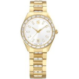 Swarovski Montre Matrix date, Fabriqué en Suisse, Bracelet en métal, Ton doré, Finition ton doré OS