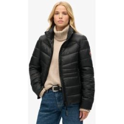 Superdry Femme Veste Rembourrée Matelassée Fuji Noir Taille: 36
