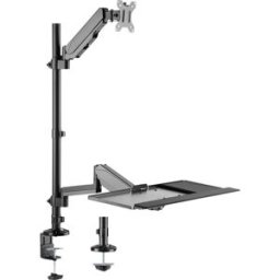 My Wall Support de table pour écran HL63L 1 Écran(s) 43,2 cm (17) - 81,3 cm (32) noir réglable en hauteur, inclinable, mobile, tablette pour clavier