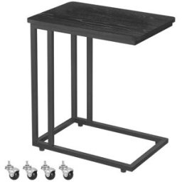 VASAGLE Table d'appoint mobile, Noir Boisé