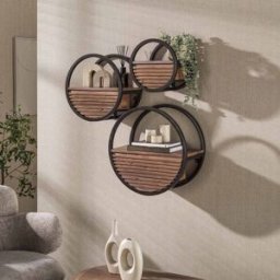 Vivabita Etagère murale industrielle Ø 30 cm en acacia massif brun Circus Brun