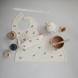 Mushie Set de table en silicone Baleine