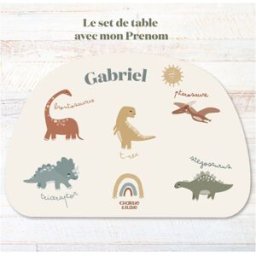 Charlie et Suzie Set de table Mes Dinos Paolo personnalisable