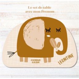 Charlie et Suzie Set de table Éléphant Isidore personnalisable