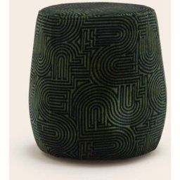 MADURA Pouf Leah Klark bleu nuit et vert olive - BLEU Ø43xH45 cm